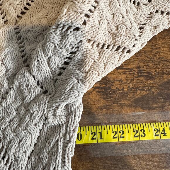 Open Knit Chenille Crochet Cardigan Cream Size Small Boho Grunge Elphaba EUC - Picture 4 of 10